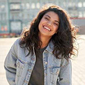 Teen shows pretty smile