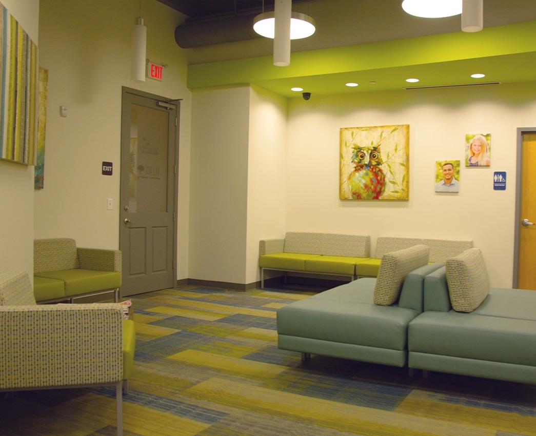 Cozy seating in dental office waiting room