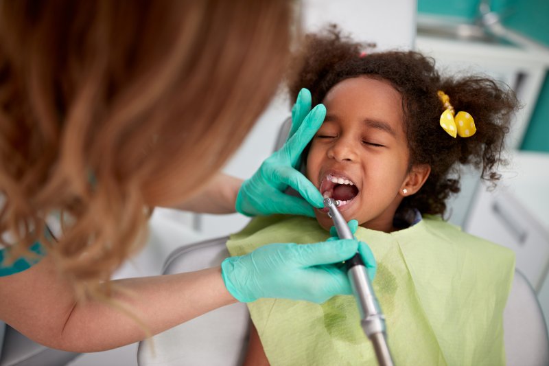 Child receives dental care